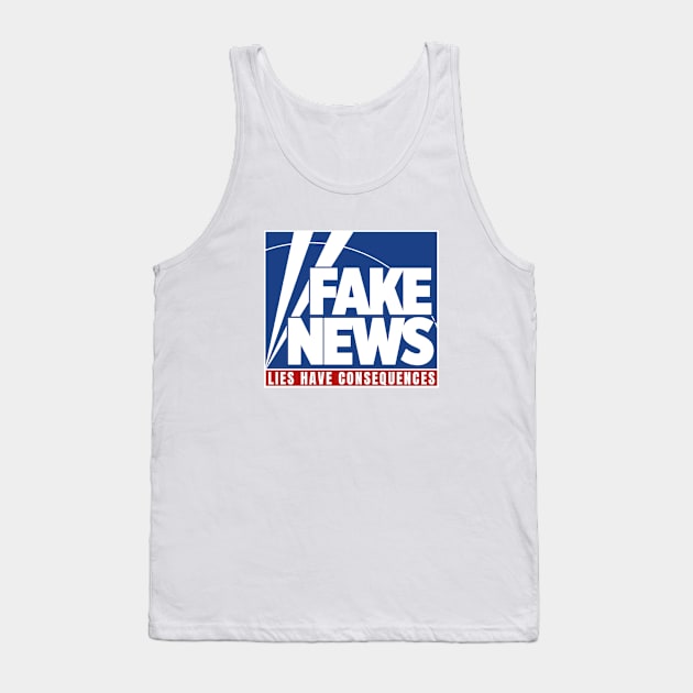 Fake News Lies Have Consequences Fox Tank Top by Little Duck Designs